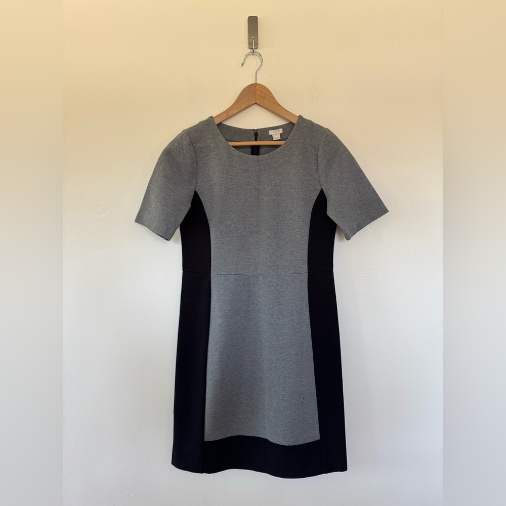 J. Crew Gray Sheath Mini Dress Short Sleeve Crew Neck